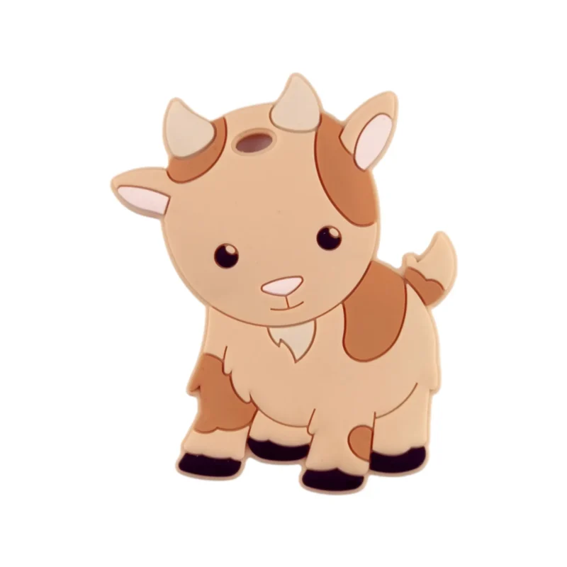 Siliconen bijtring - Geit - Perzik Nude