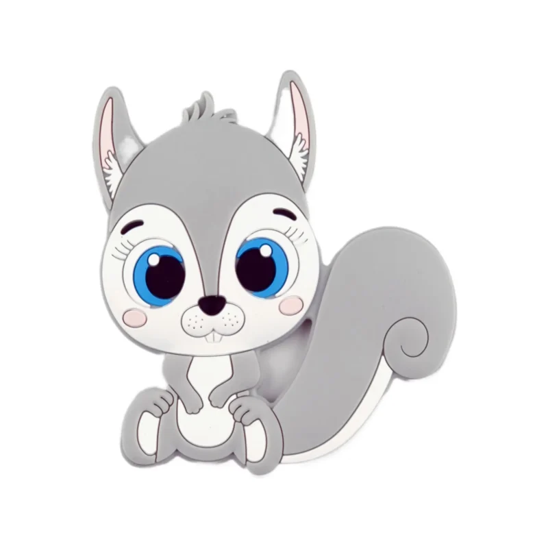 Siliconen bijtring - Eekhoorn - Licht Grijs