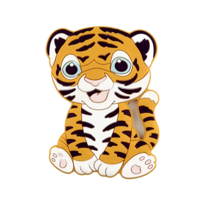 Anneau de dentition en silicone - Tigre - Jaune ocre