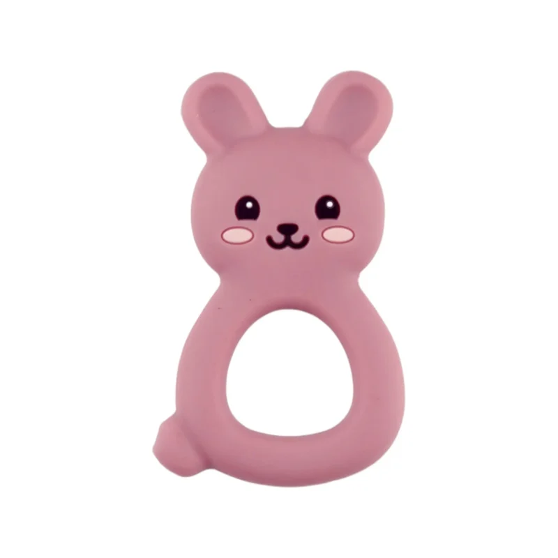 Siliconen bijtring - Blozend Konijn - Dark rose