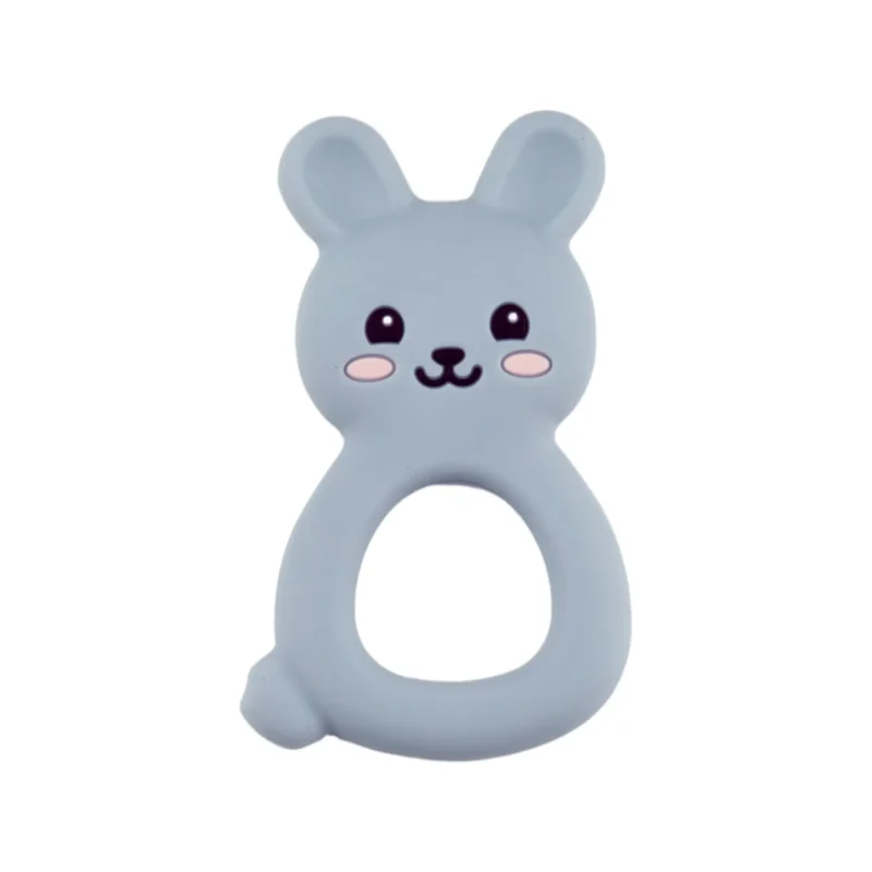 Siliconen bijtring - Blozend Konijn - Grijsblauw