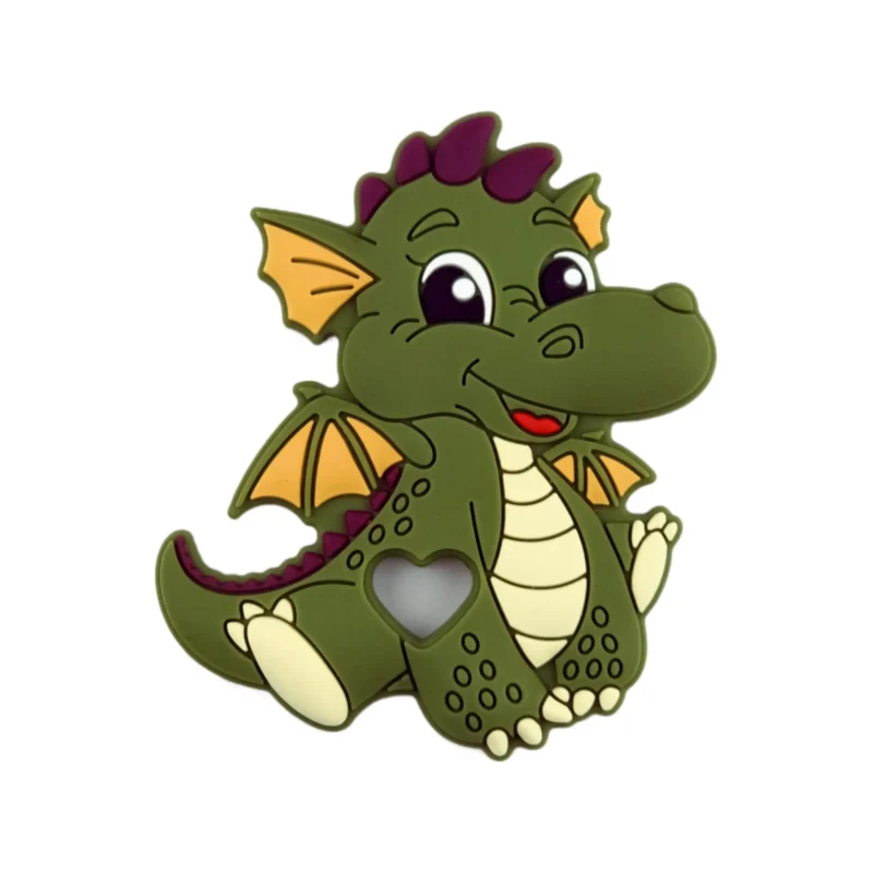 Siliconen bijtring - Draak - Mosgroen