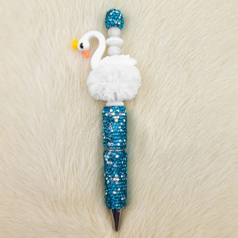 DIY Kralen pen Sparkle - Cyaan / Zwaan Wit