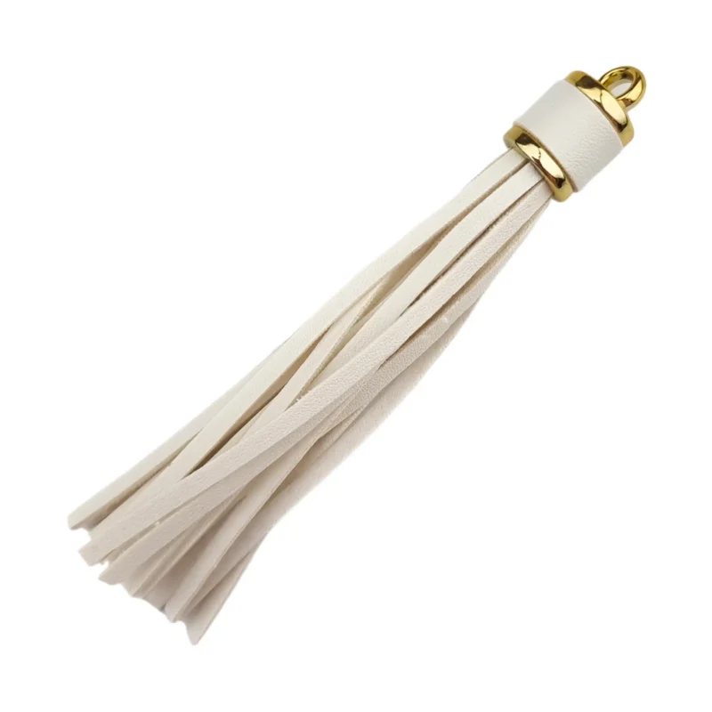 Schlüsselanhänger Quaste - 100 x 14 mm - Kokosnuss/Gold