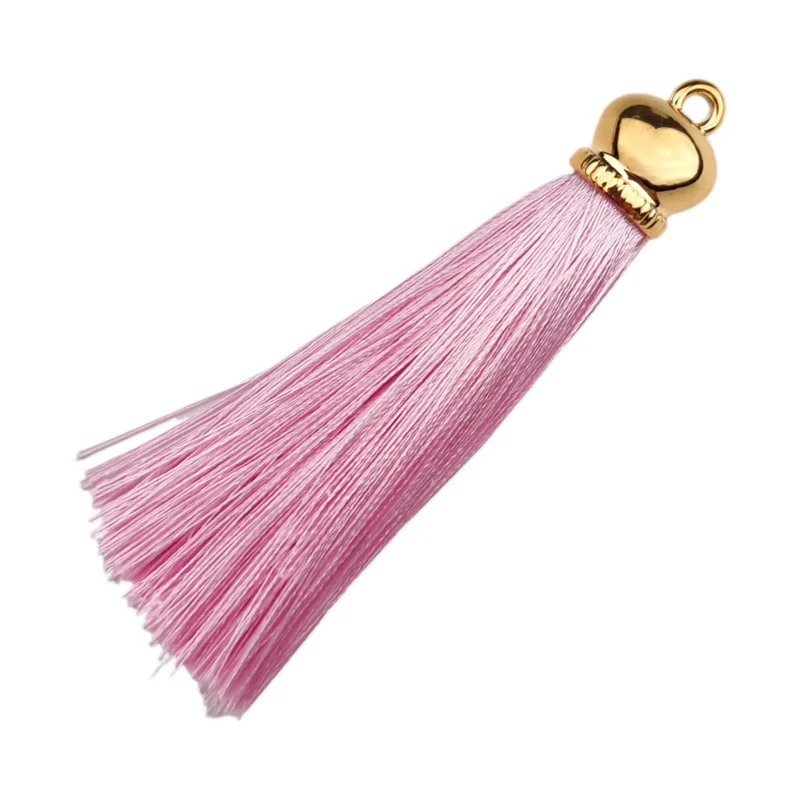 Schlüsselanhänger Quaste mit Draht - 80 x 14 mm - Puderrosa/Gold