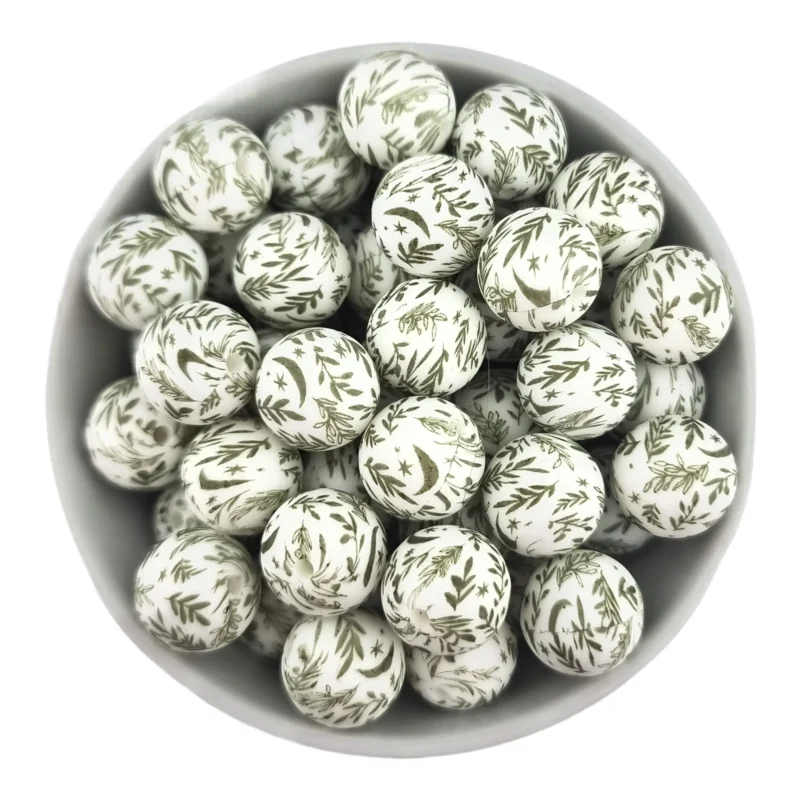 Silikonperlen - 14 mm - Abacus - Bluegrass Druck