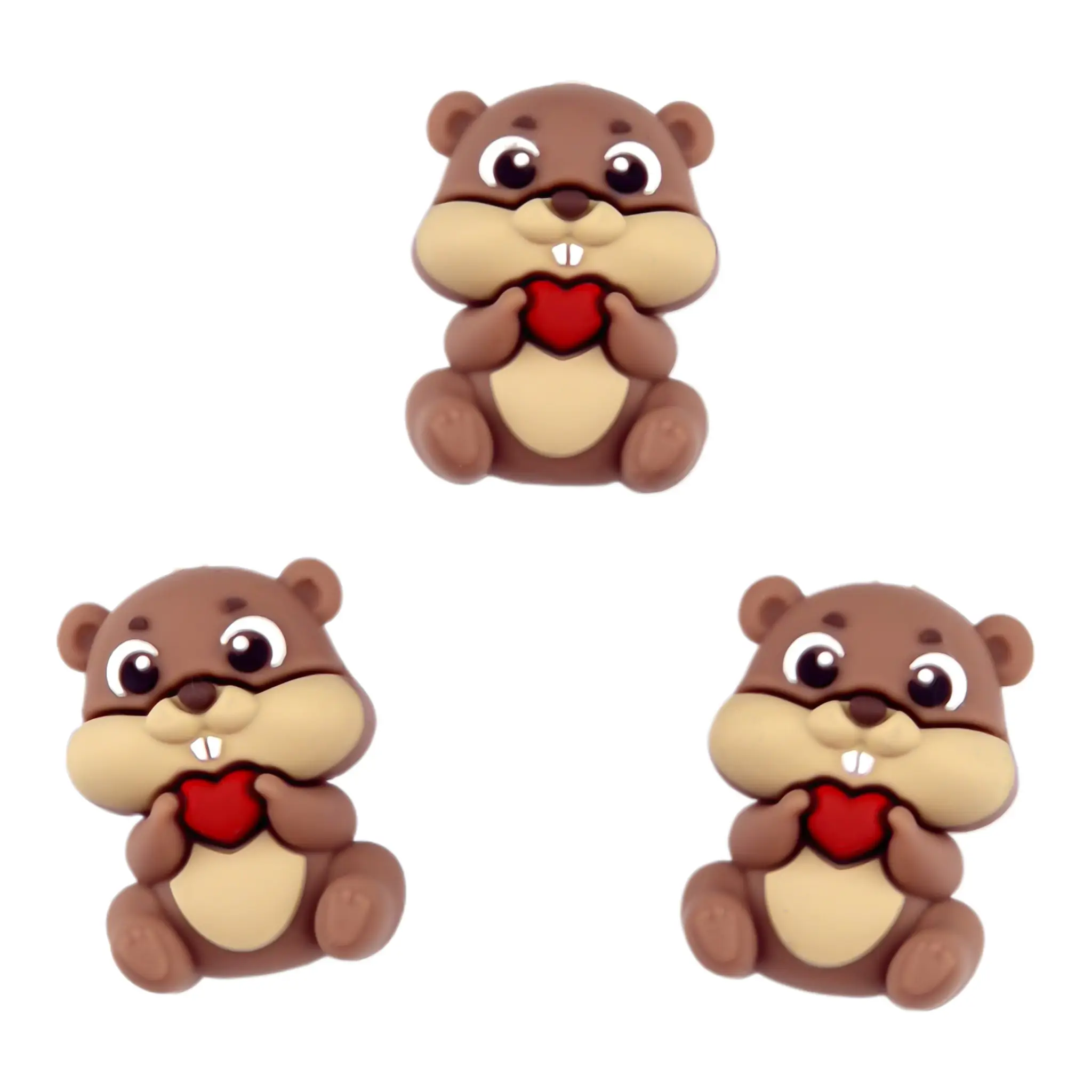 20250514_013142 Siliconen Kraal - 3D - Love Bever - Milk Chocolate - Afbeelding 1