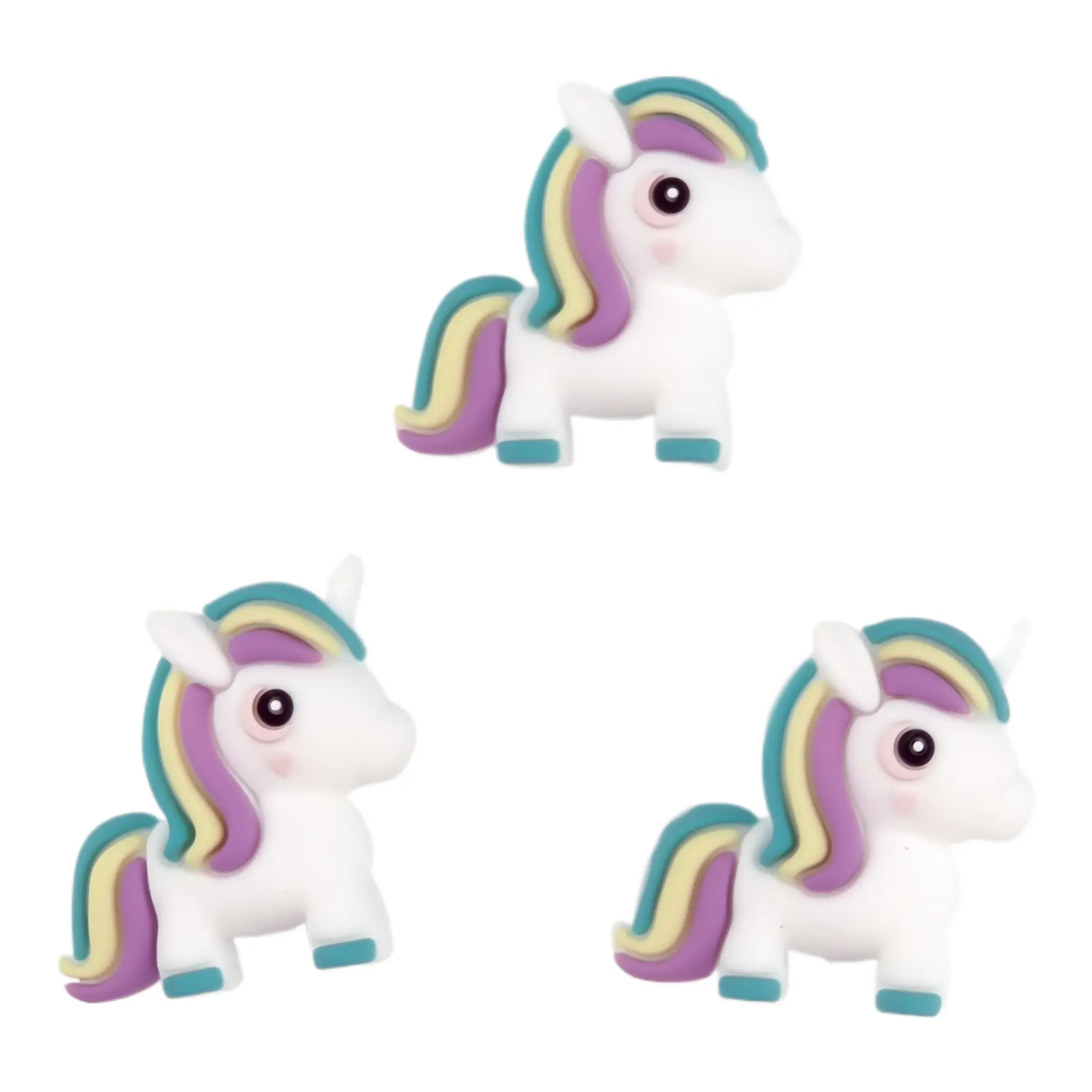 20250514_013321 Perle de silicone - 3D - Licorne - Aruba / Jaune clair / Violet tendre – Image 1