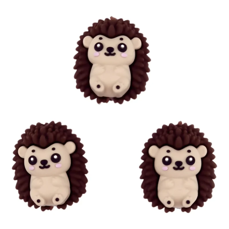 Perle de silicone - Hérisson 3D - Choco