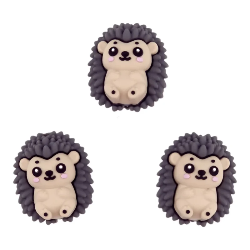 Siliconen Kraal - 3D Egel - Antraciet