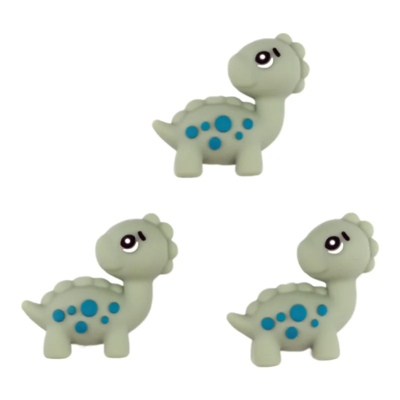 Silikonperlen - 3D Brontosaurus mit Tupfen - Pistazie