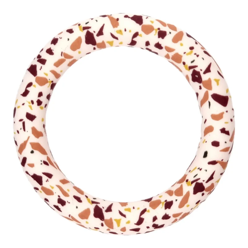 Silikonring - Auffädelbar - 6,5 cm - Terrazzo Warm Brown