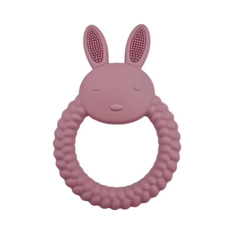 Siliconen bijtring - Konijn met Twist- Dark Rose