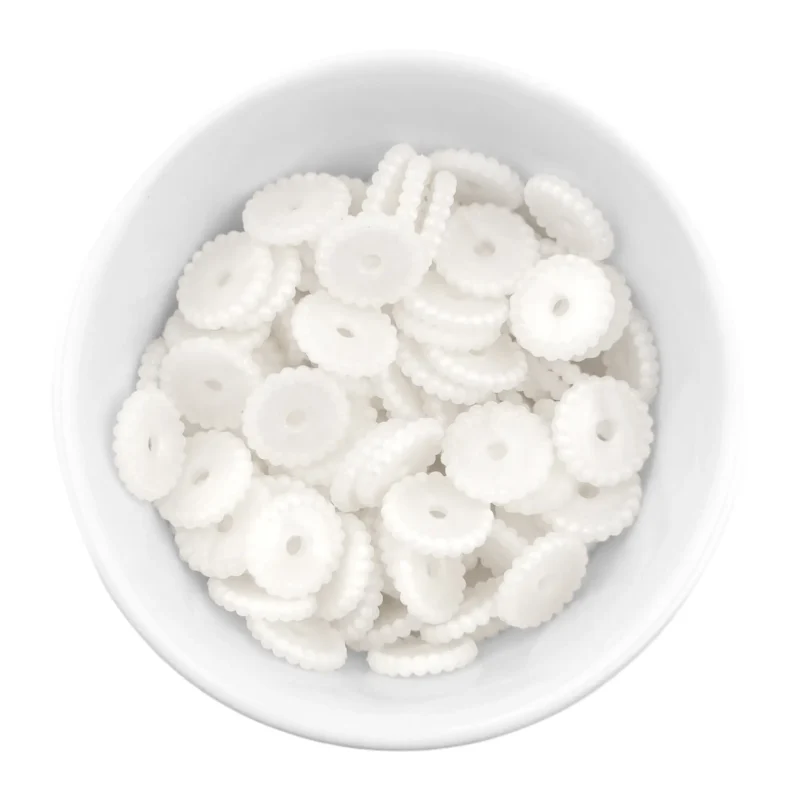 Siliconen kralen - Mini Dots - Tussenschijfje - Metallic Parel Wit