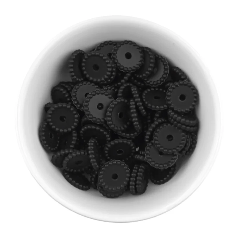 Siliconen kralen - Mini Dots - Tussenschijfje - Zwart