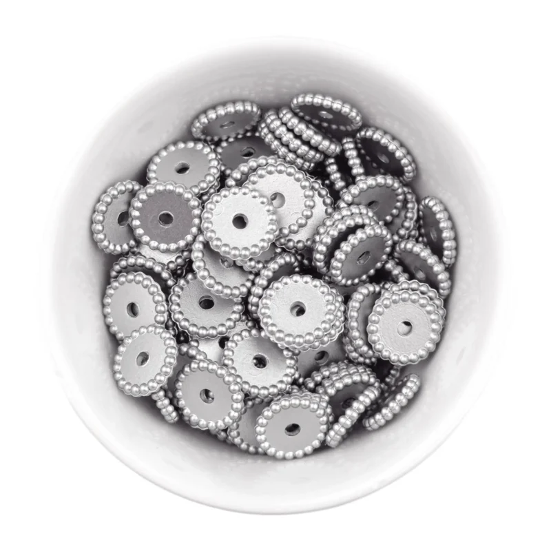 Siliconen kralen - Mini Dots - Tussenschijfje - Silver Nugget