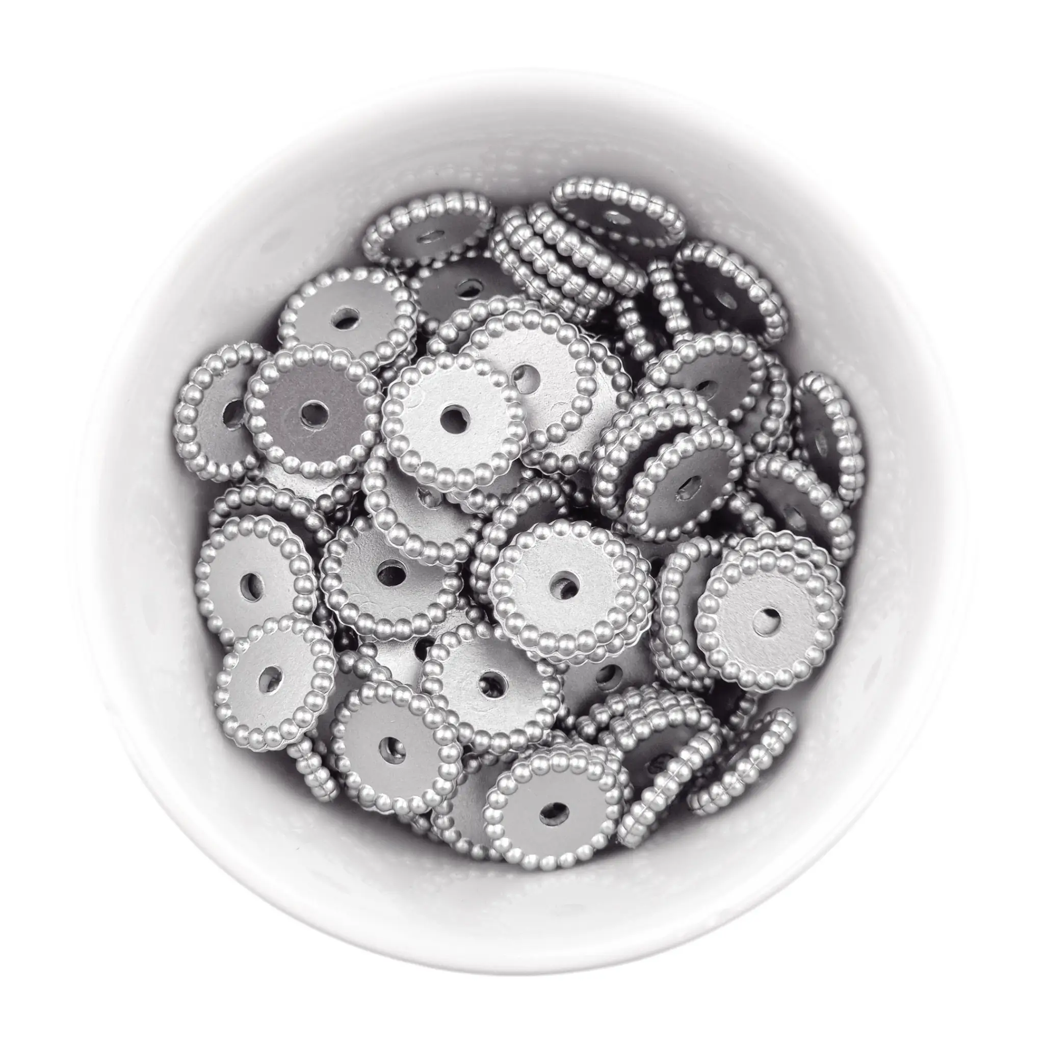 Naamloos-1190 Siliconen kralen - Mini Dots - Tussenschijfje - Silver Nugget - Afbeelding 1