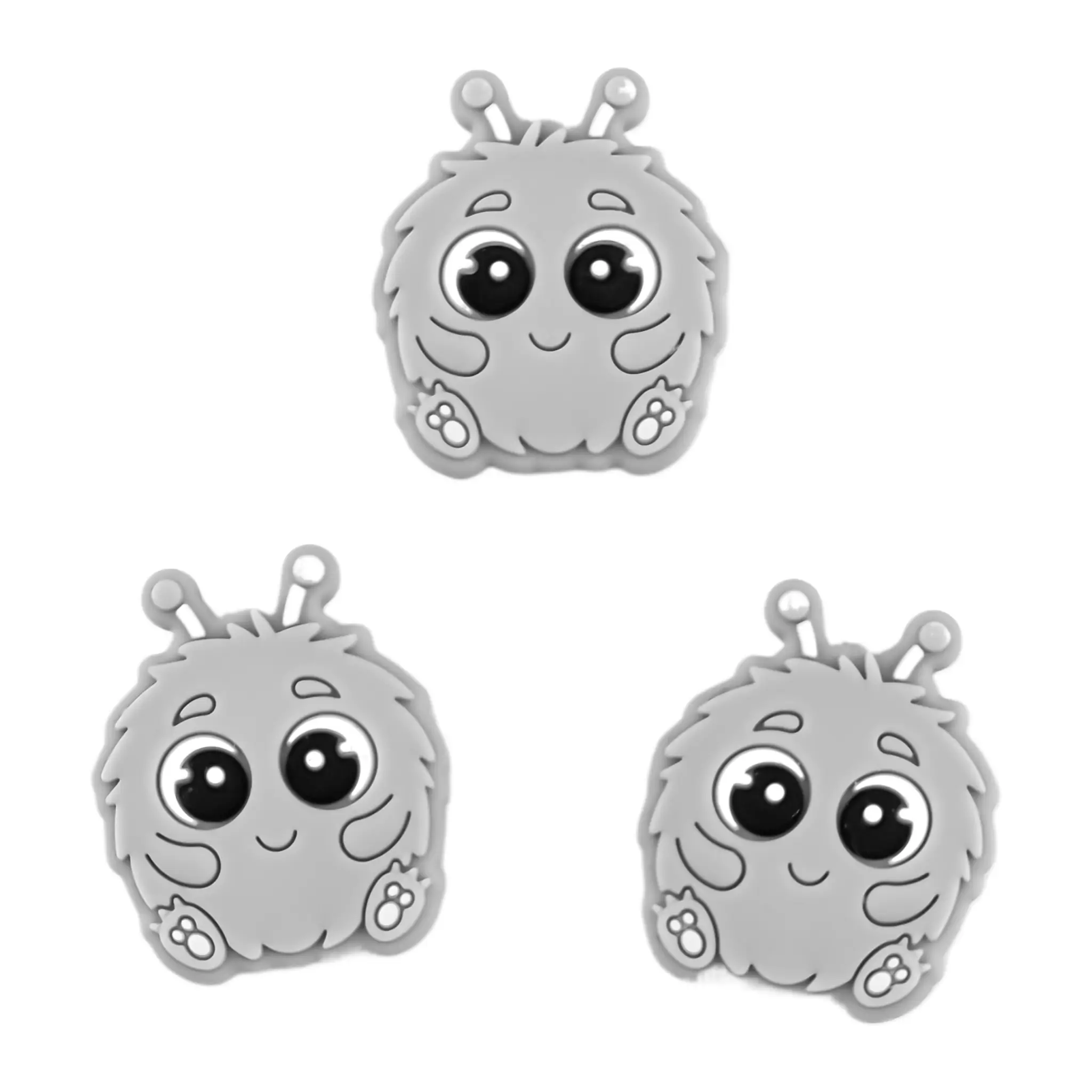 Namenlos-1204 Silikonperle - Flauschiges Monster - Hellgrau – Bild 1