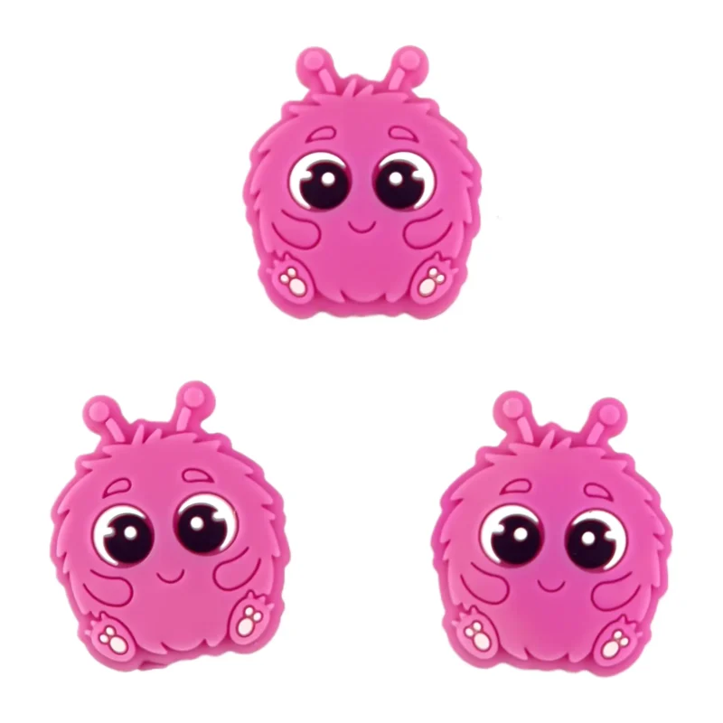 Siliconen kraal - Fluffy Monster - Fuchsia