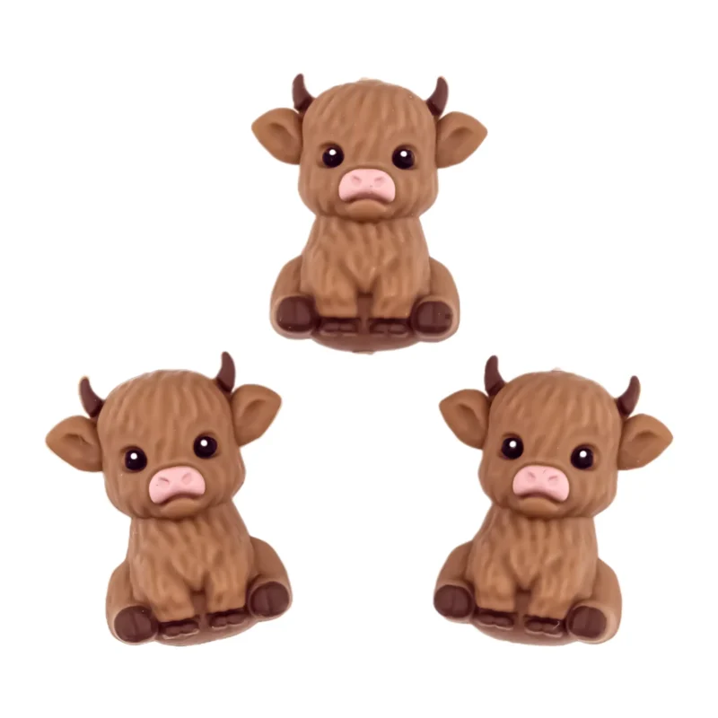 Perle en silicone - 3D - Bébé écossais Highlander - Chocolat au lait