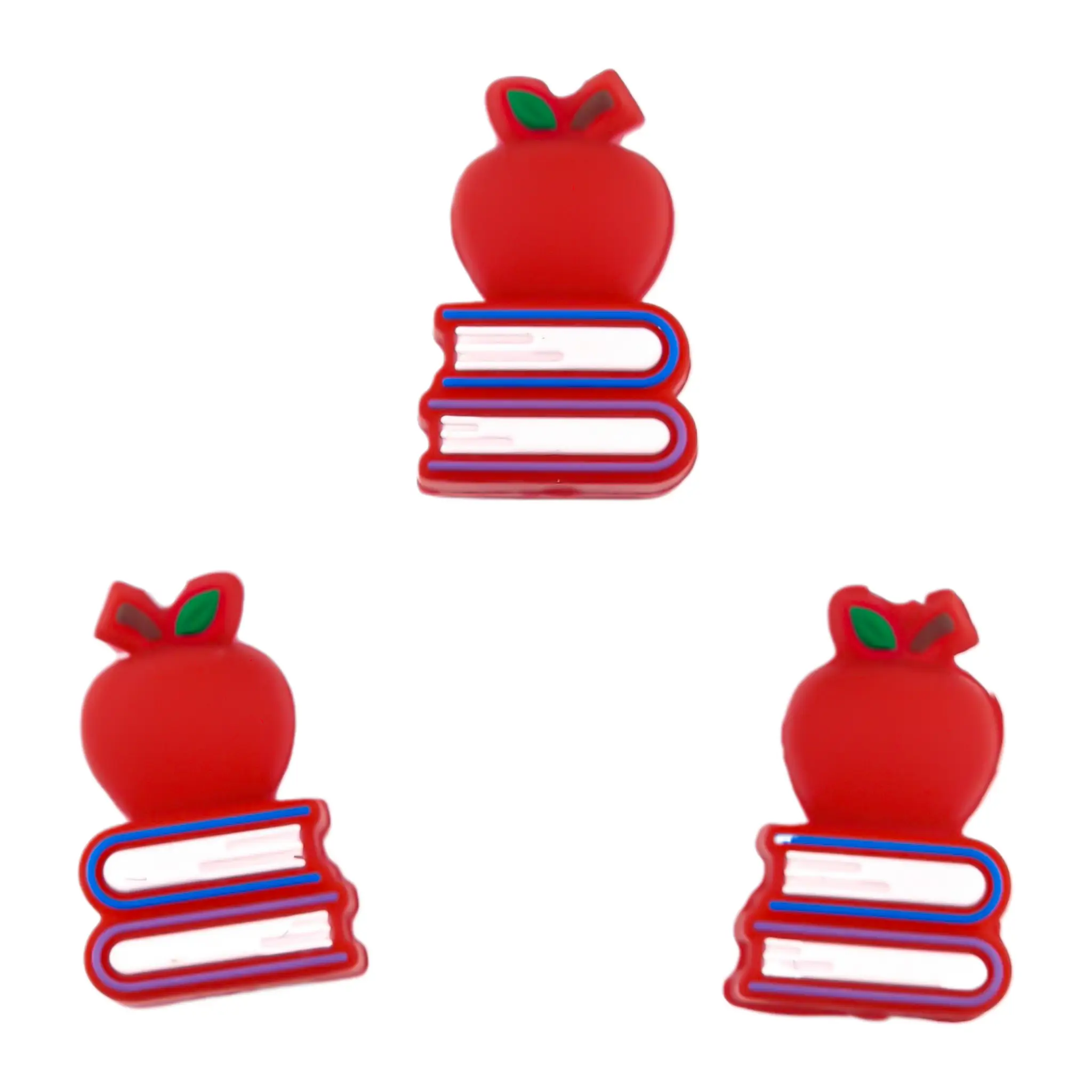 Naamloos-1213 Siliconen kralen - 3D Boekenstapel met Appel - Afbeelding 1