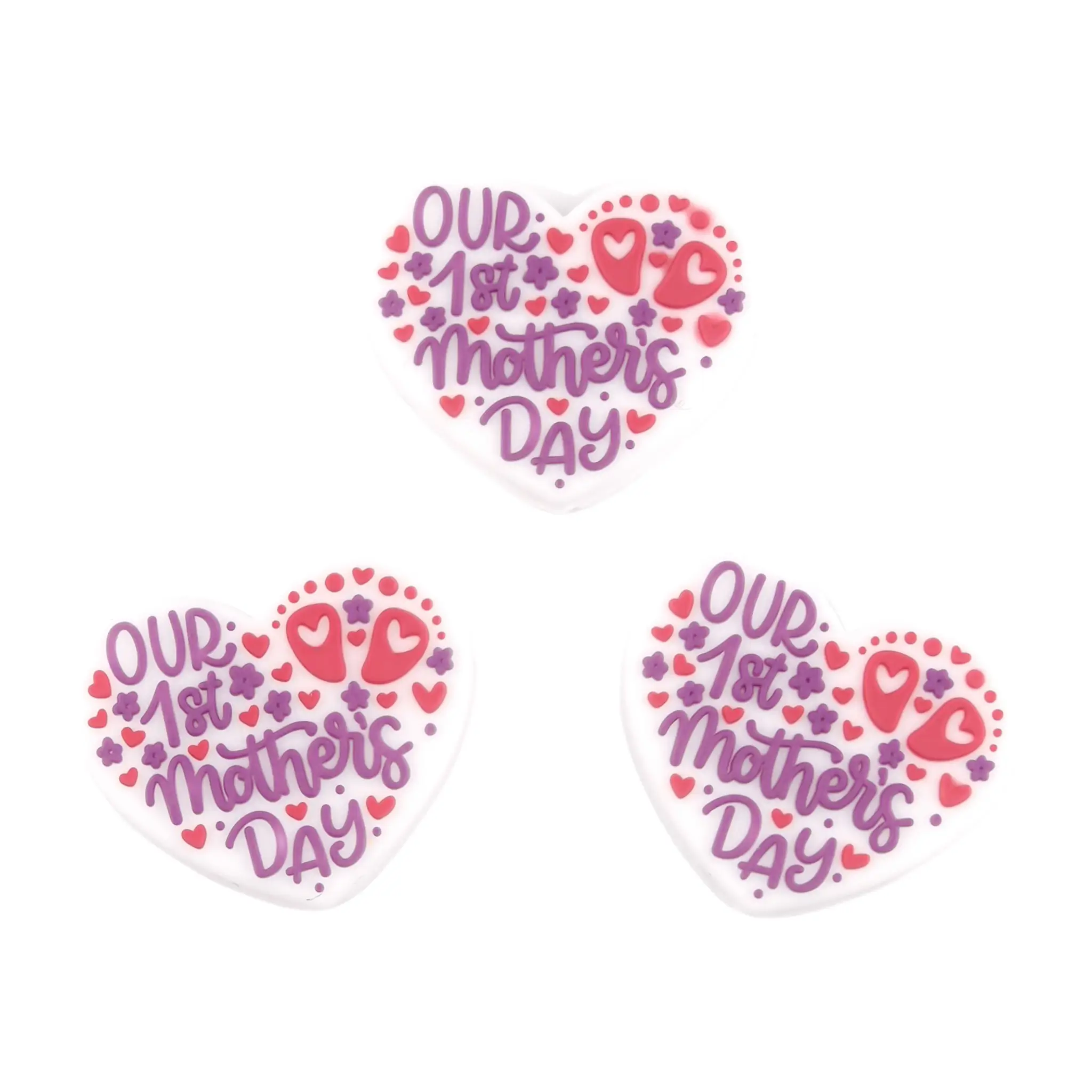 Naamloos-1224 Siliconen Kraal - Our First Mothers Day - Heart - Afbeelding 1