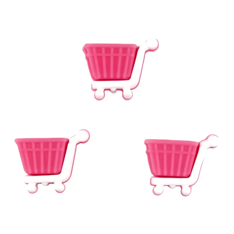 Siliconen kraal - 3D Winkelwagen - Poeder Roze