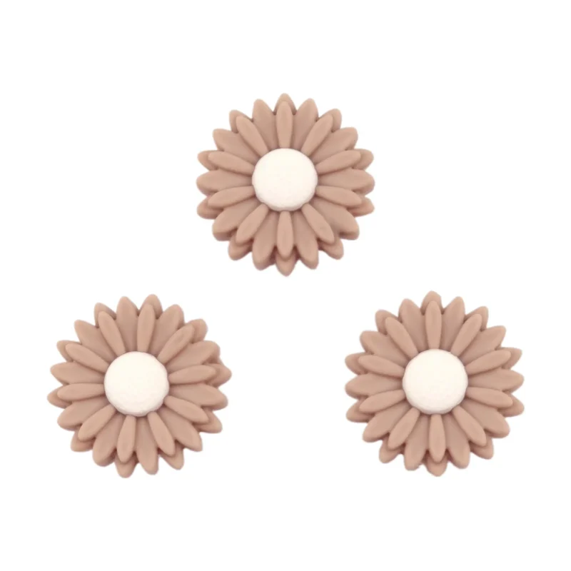 Siliconen  Kraal - Bloemetje/Daisy - 22 mm - Wood / Kokos