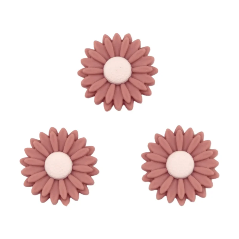 Siliconen  Kraal - Bloem / Daisy - 22 mm - Rosewood / Astilbe