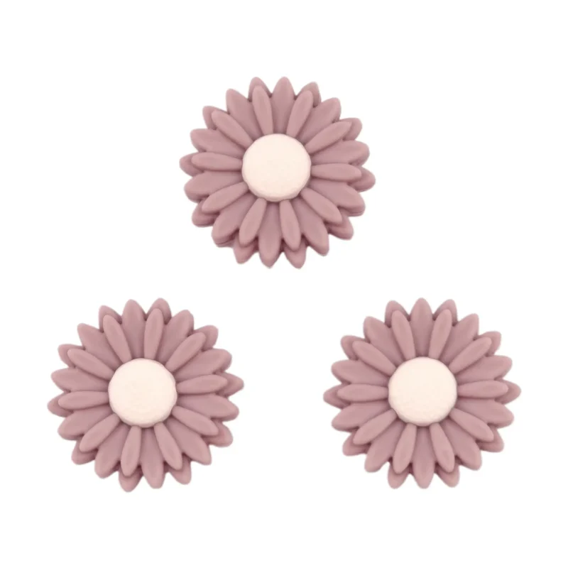 Siliconen  Kraal - Bloem / Daisy - 22 mm - Oud Roze / Ivory
