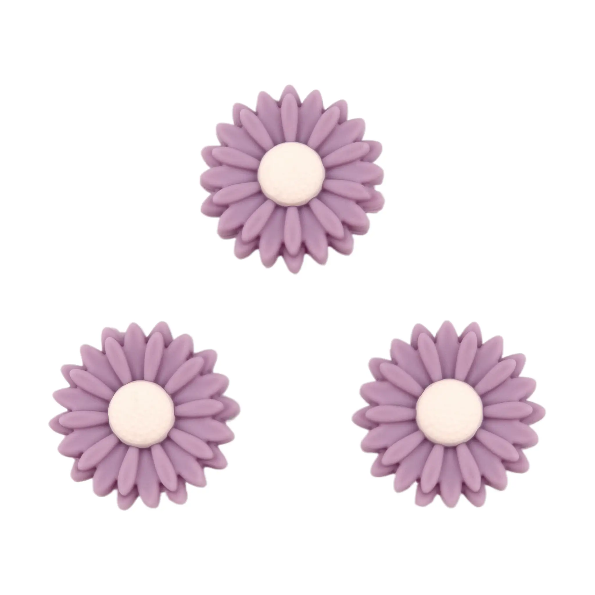 Naamloos-1297 Siliconen Kraal - Bloem / Daisy - 22 mm - Heide / Ivory - Afbeelding 1