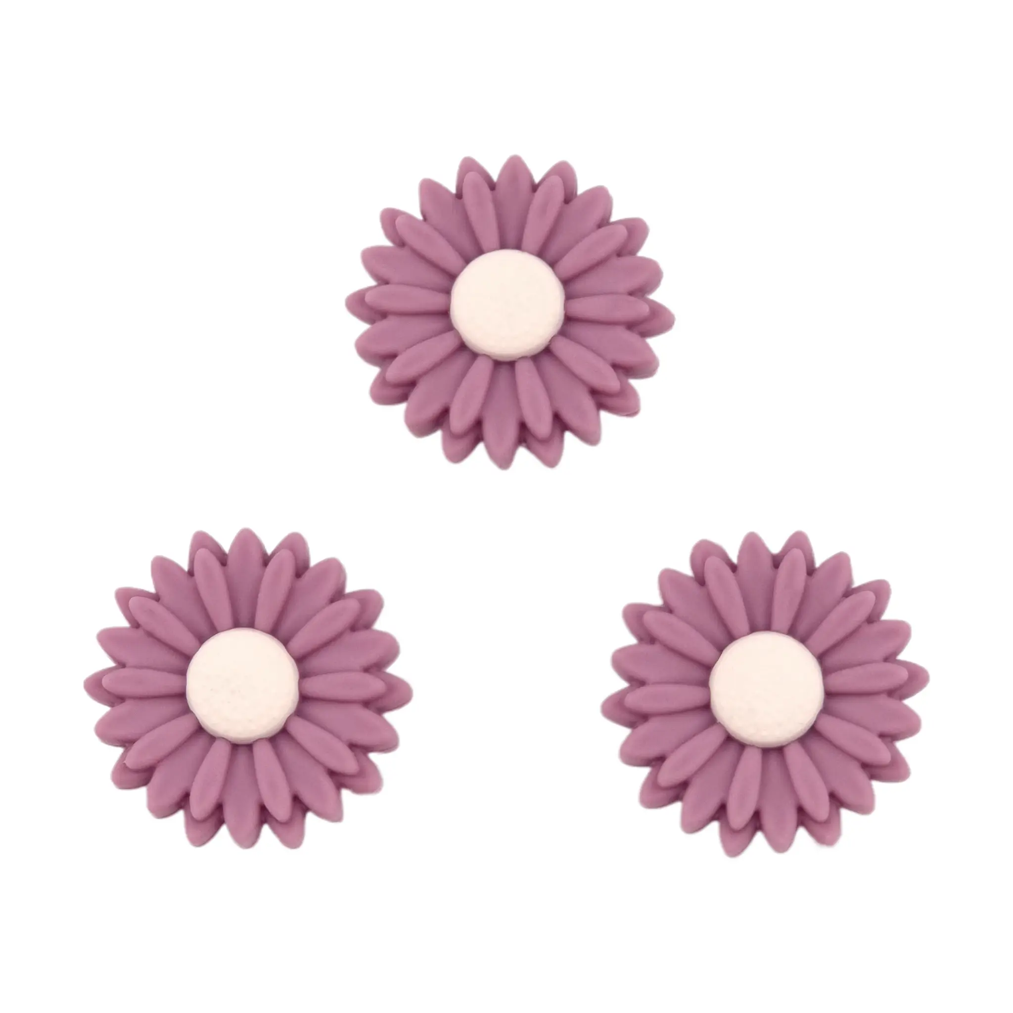 Naamloos-1298 Siliconen Kraal - Bloemetje/Daisy - 22 mm - Mauve / Ivory - Afbeelding 1