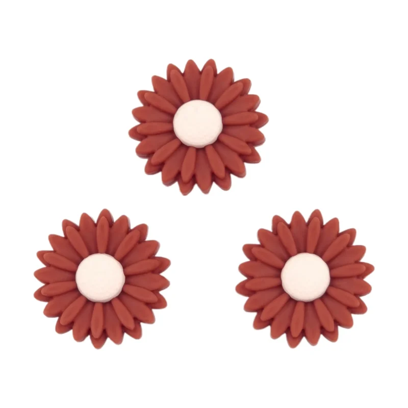 Siliconen  Kraal - Bloem / Daisy - 22 mm - Henna / Ivory