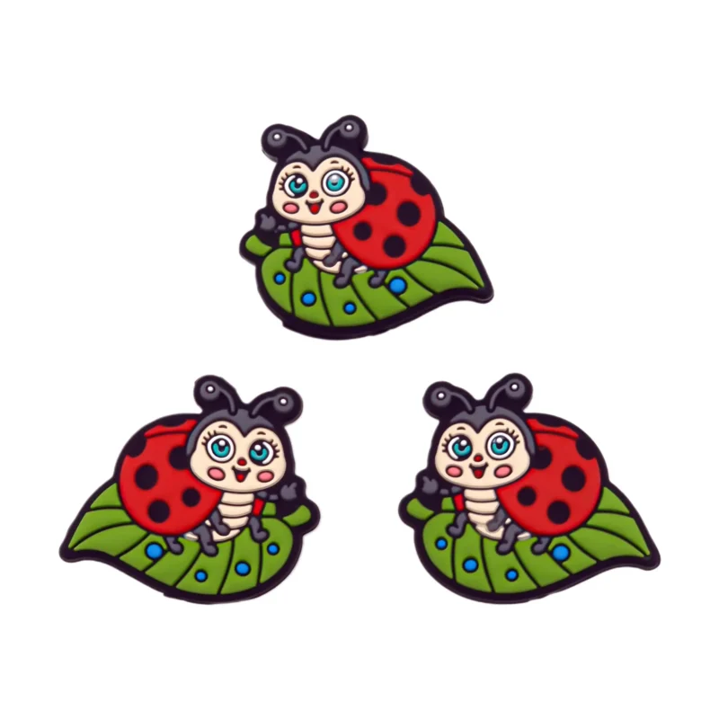 Perle en Silicone - Coccinelle sur Feuille