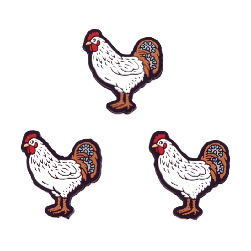 Perle en silicone - Coq / Poule - Blanc