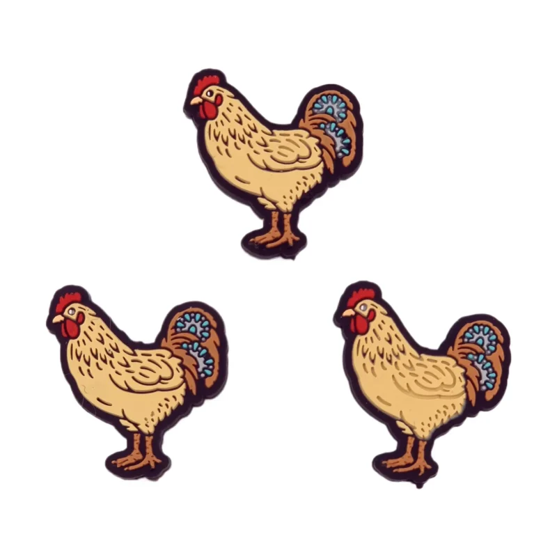 Perle en silicone - Coq / Poule - Sable