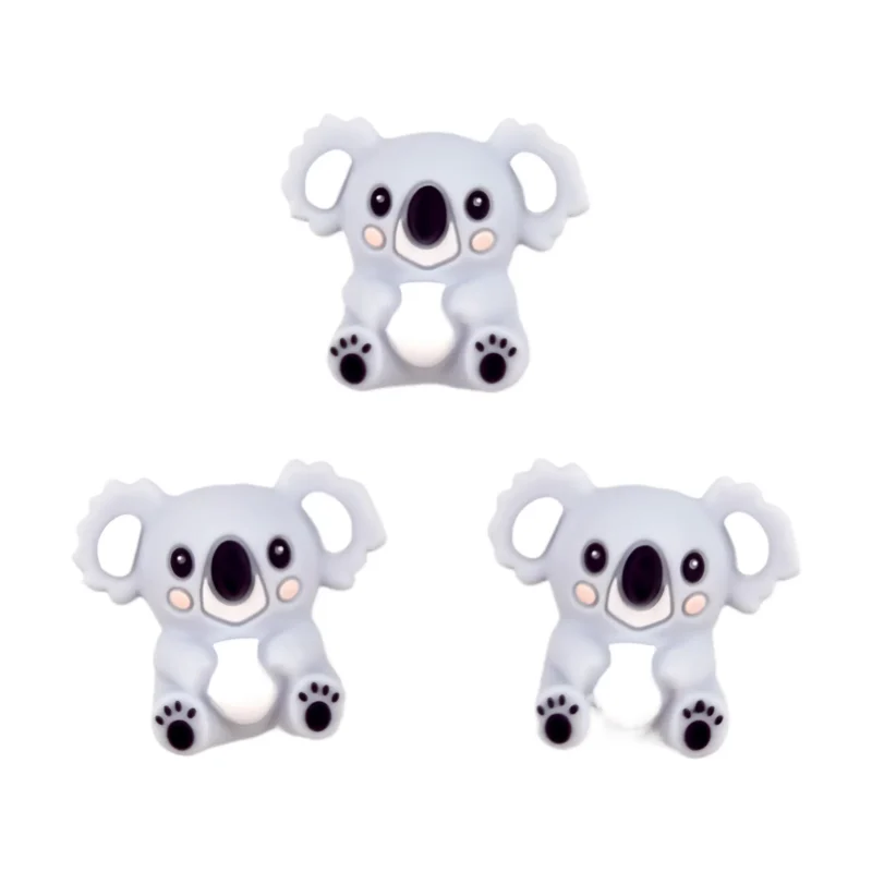 Perle en silicone - 3D - Koala - Gris glacé