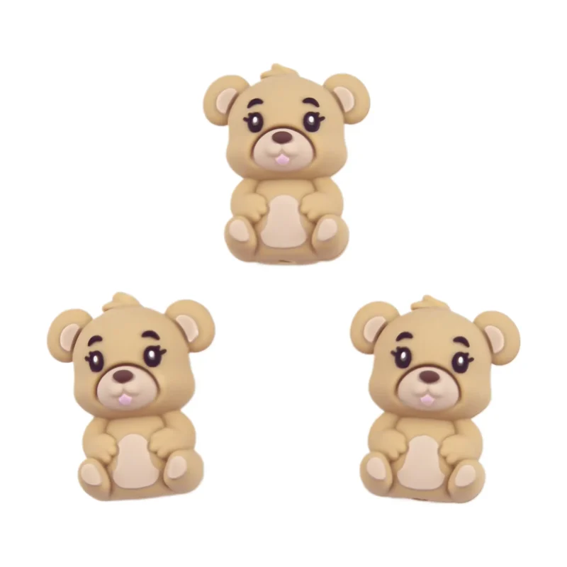 Silikonperle - 3D - Teddybär - Sand