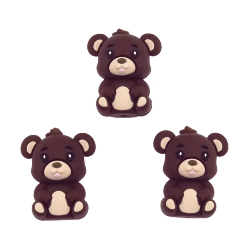 Silikonperle - 3D - Teddybär - Schoko