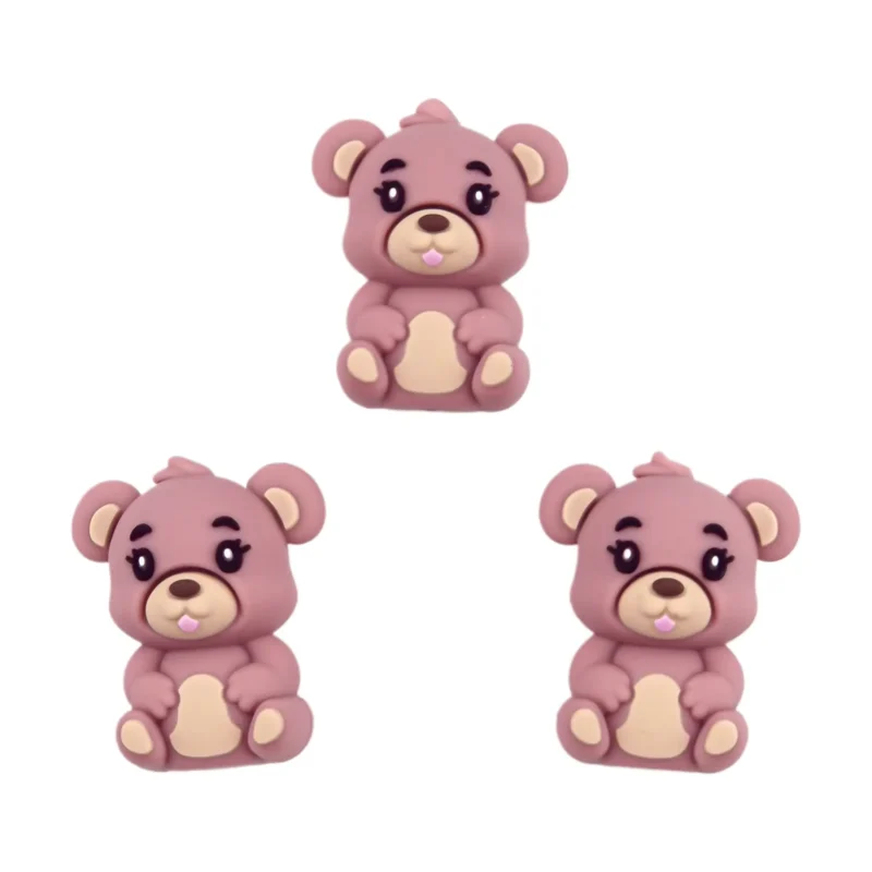 Silikonperle - 3D - Teddybär - Rose