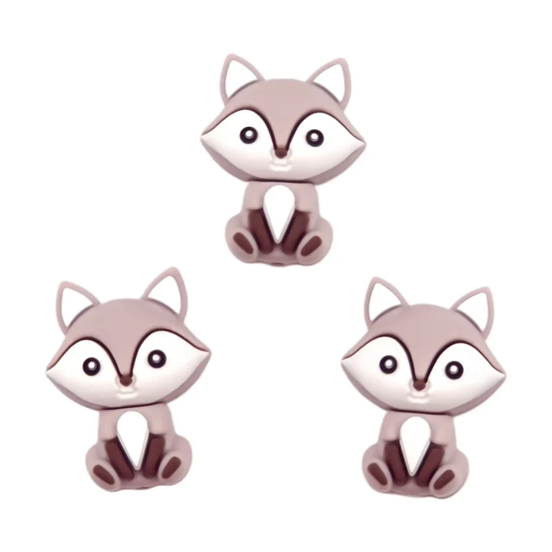 Perle de silicone - 3D - Reynaart le renard - Rose champagne