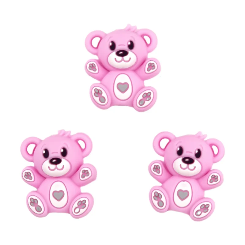 Silikonperle - 3D - Bär - Pfirsichrosa