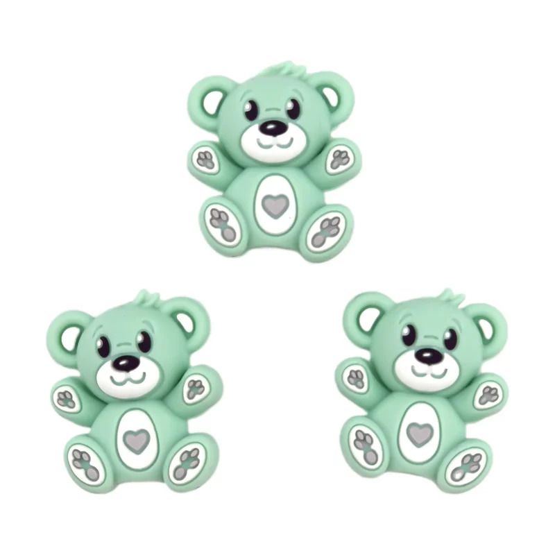 Silikonperle - 3D - Bär - Hellgrün
