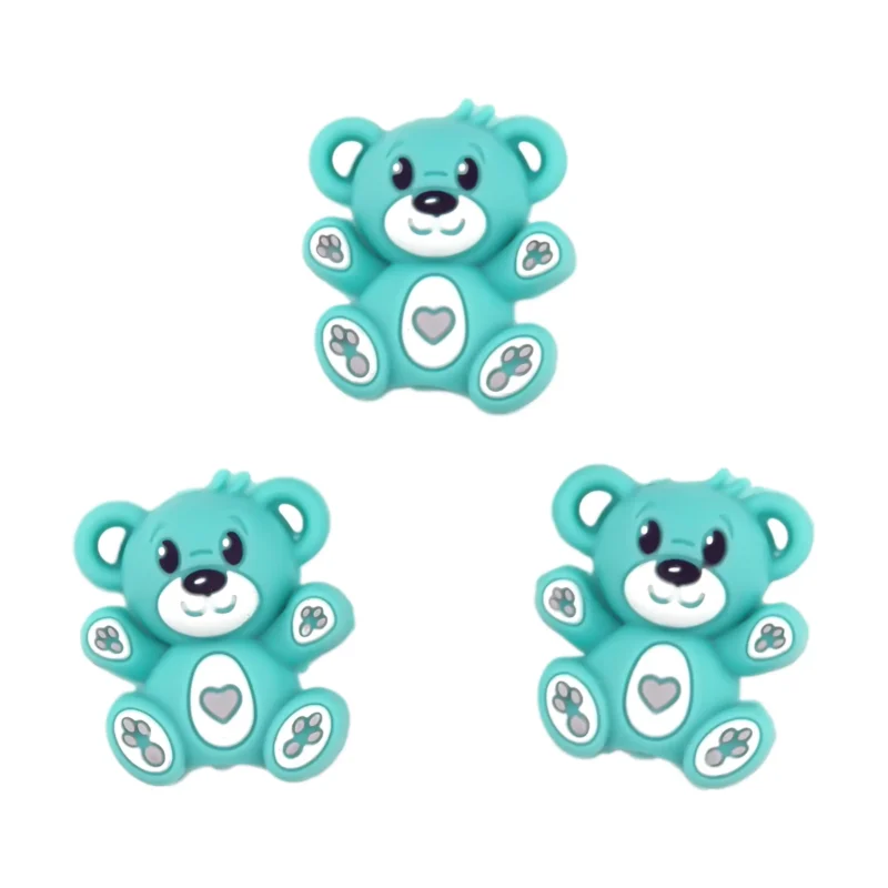 Silikonperle - 3D - Bär - Aruba Blau