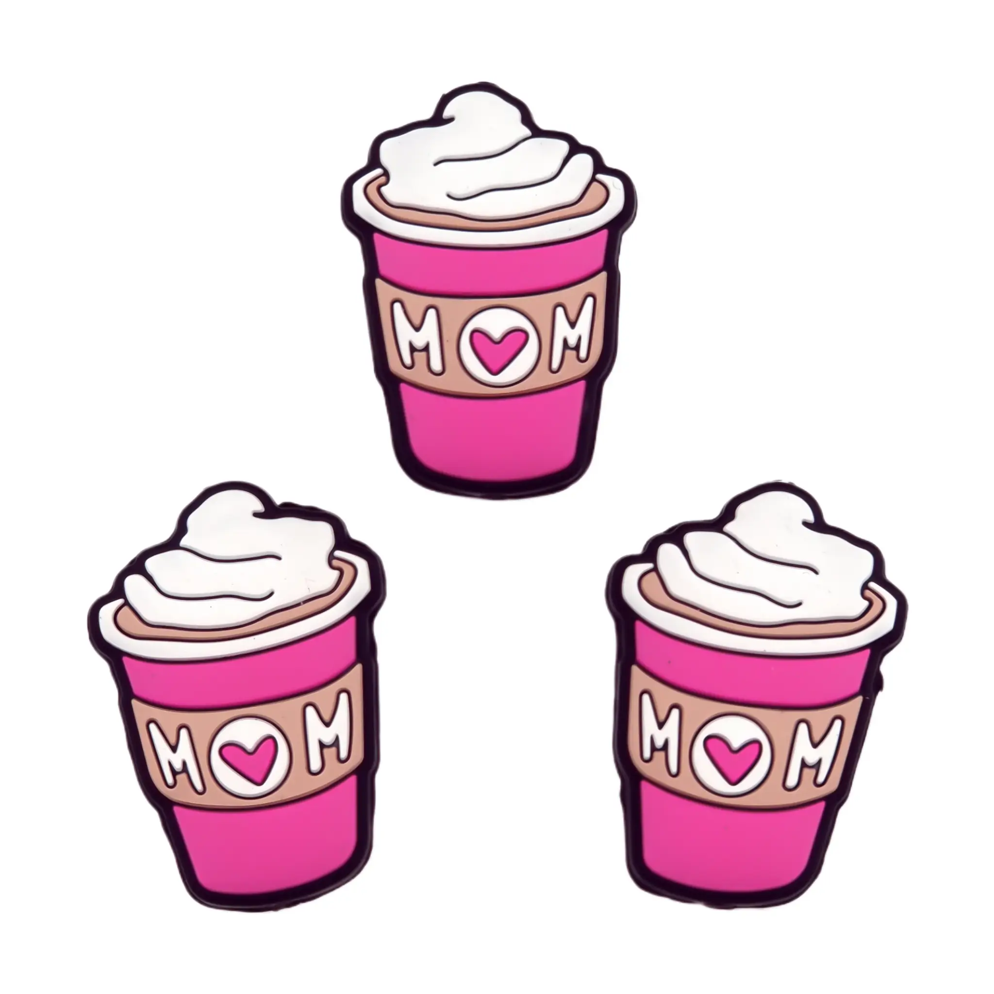 Naamloos-1348 Siliconen Kraal - Coffee Cup - MOM - Fuchsia - Afbeelding 1