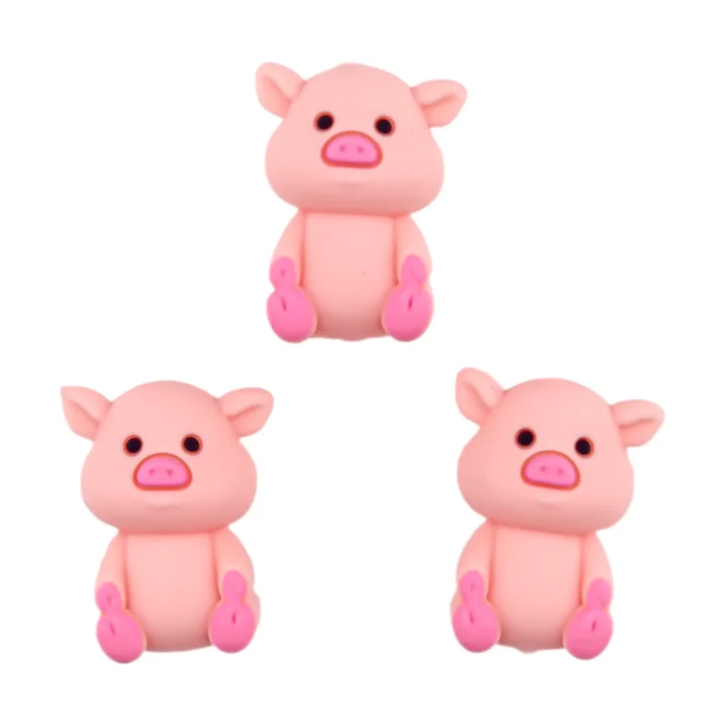 Siliconen  Kraal - 3D Varkentje - Perzik Roze