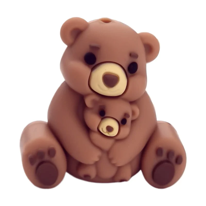 Silikonperle - 3D - Bär - Mutter und Kind - Vollmilchschokolade