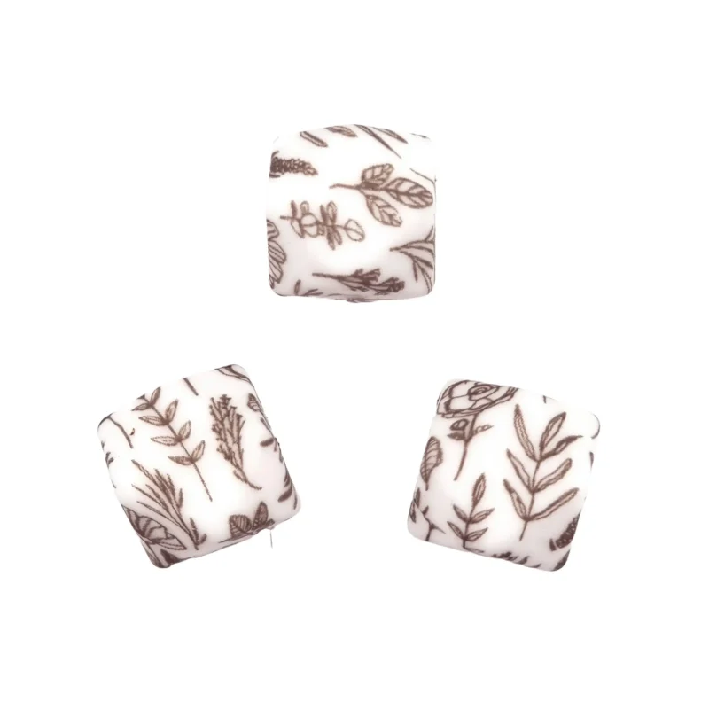 Silikonperlen - 14 mm - Sechseck - Steppendruck