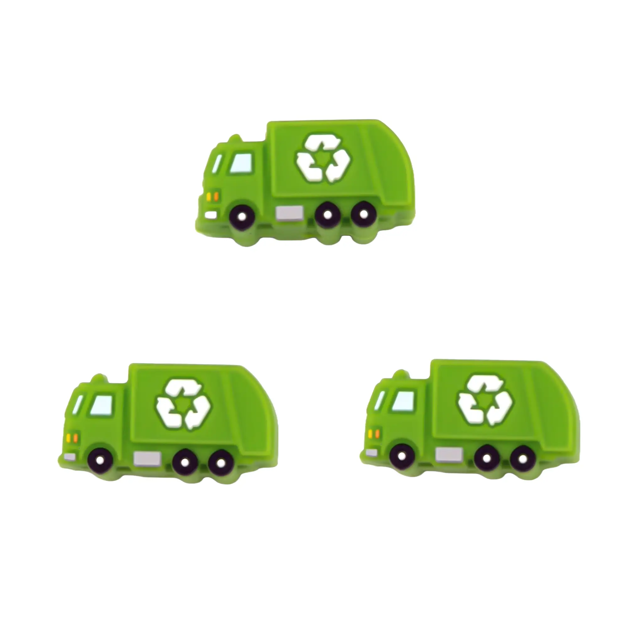 Remove background project Siliconen kraal - 3D Vuilniswagen- Groen - Afbeelding 1