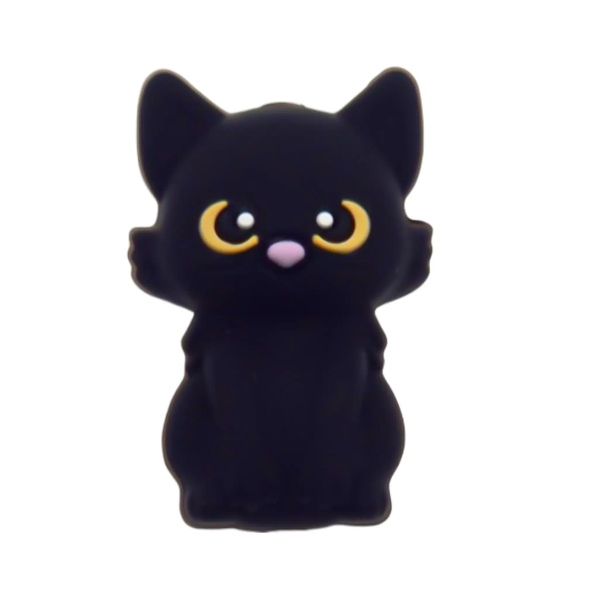 20250622_174648 Perle de silicone - 3D - Chat noir yeux jaunes – Image 1